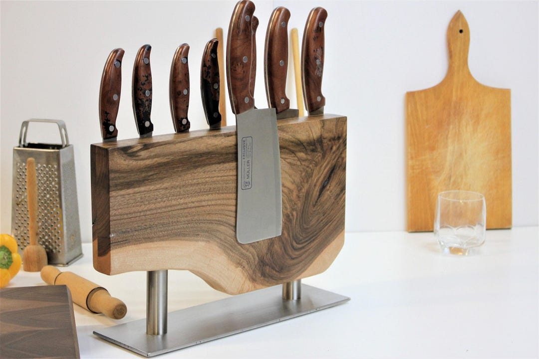 Blocco Portacoltelli Magnetico KAI Stonehenge - Legno Di Noce E Base Granito, Per 10 Coltelli - Foto 8