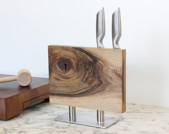 Stunning Knife Holder Made From Beautiful Walnut Wood With Stainless Steel for 12 Knifes