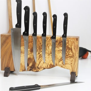 RARE Knife Block 300 yrs Old Olive Wood Knife Holder Magnetic Knife Holder Knife Stand Olive Wood Knife Block image 2