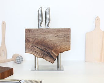 Magnetic Knife Holder Walnut Wood Knife Stand