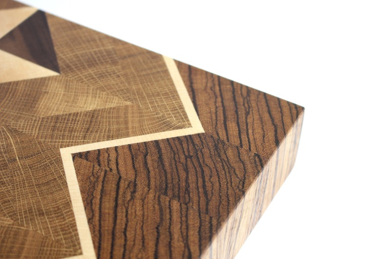 Beautiful Cutting Board Endgrain Board Diamond pattern Cutting Board Zebrawood image 7