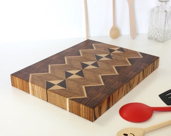 Dimond Pattern Cutting Board Slovenian Woodworker Design ZebraWood Cutting board