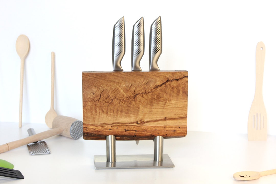 Live Edge Knife Holder Knife Holder Oak Wood Knife Holder