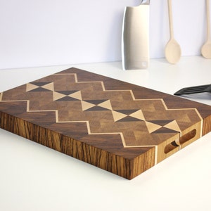 Beautiful Cutting Board Endgrain Board Diamond pattern Cutting Board Zebrawood image 5