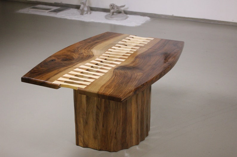 Walnut Coffee Table With Fluted Base One of a Kind Design Etsy