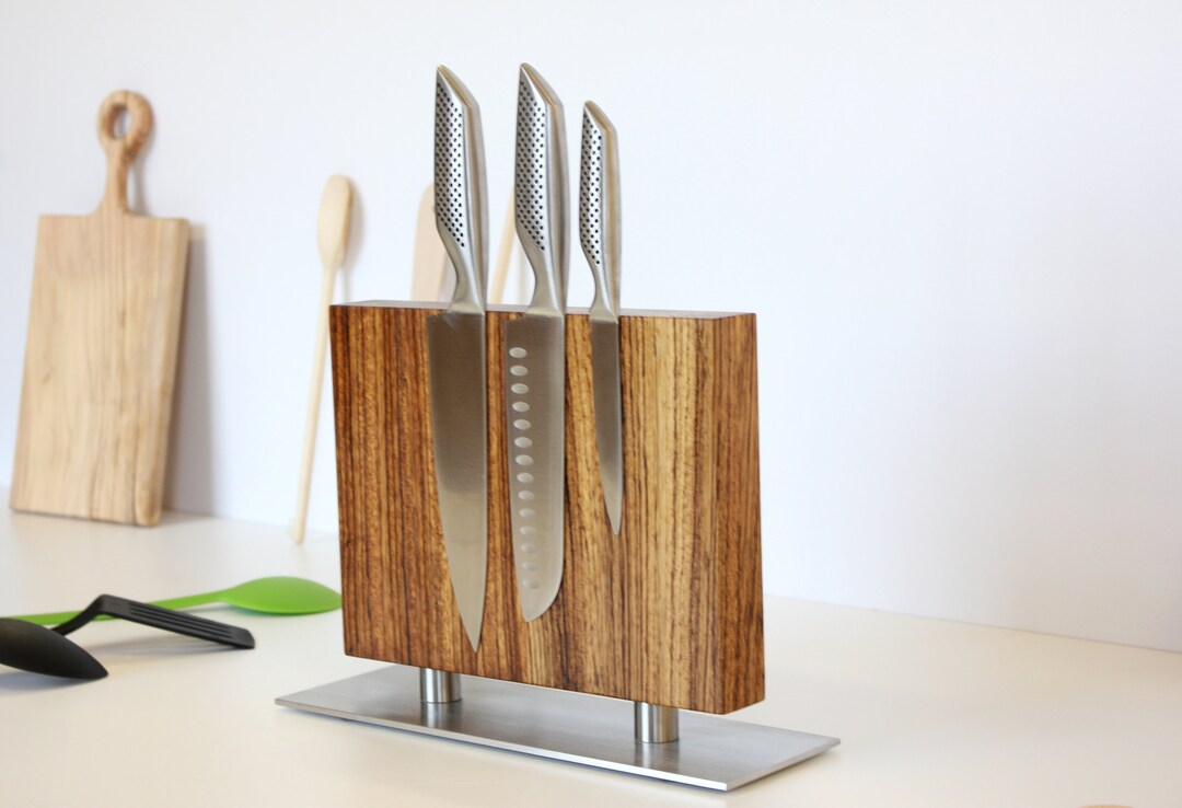 Zebra Wood Knife Holder Magentic Knife Holder Knife Block Etsy