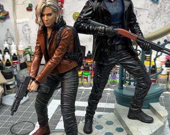 Estatua de resina pintada a mano de Resident Evil 9 Requiem. Leon y Grace.