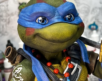 Blue Toon Style Ninja Boy Painted 3D Printed Statue
