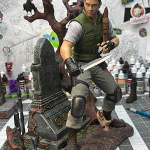 Custom Painted 3D Printed Chris Redfield from Resident Evil 1 REmake