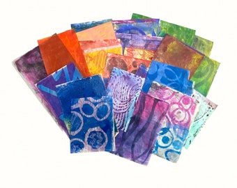 Mixed media papers for collage pack of 20+ deli paper Gelli plate prints assorted colours and patterns