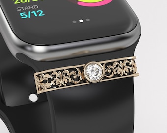 Apple Watch Band Charms Personalized, iWatch Charms bracelet band,Moissanite Apple Watch Strap, Stackable Apple Watch Charms, Fitbit jewelry