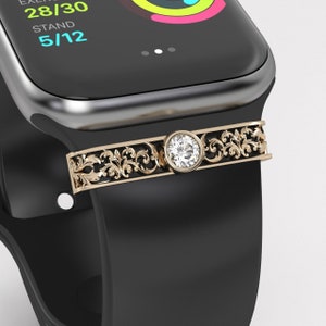 Apple Watch Band Charms Personalized, iWatch Charms bracelet band,Moissanite Apple Watch Strap, Stackable Apple Watch Charms, Fitbit jewelry