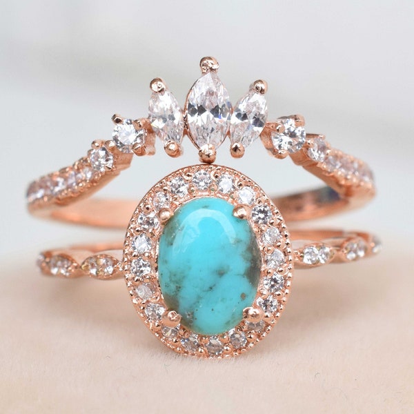 Turquoise Engagement Ring Set Etsy