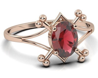 Garnet Engagement Ring, Estate Garnet Ring, Skeleton Hand ring, Witchy Wedding Ring, Bone Ring Sterling Silver, rustic bone ring,Skull ring