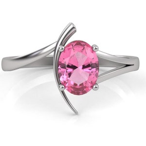 Pink Tourmaline Ring Gold 14k, October Birthstone, Unique Engagement Ring, Diamond Wedding Ring,Solitaire Tourmaline Ring,Cluster Ring Women