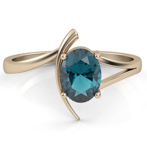 London Blue Topaz Engagement Ring, December Birthstone Ring,Blue Gemstone Ring,Topaz Wedding Ring Women, Western Style Art Deco Silver Ring