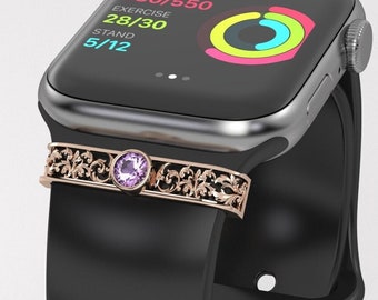 Apple Watch Charms for Band, Sterling Silver Apple Watch Strap, Garnet Jewelry,Bracelet Charm Watch, Apple Watch Zodiac, Apple Watch Loop