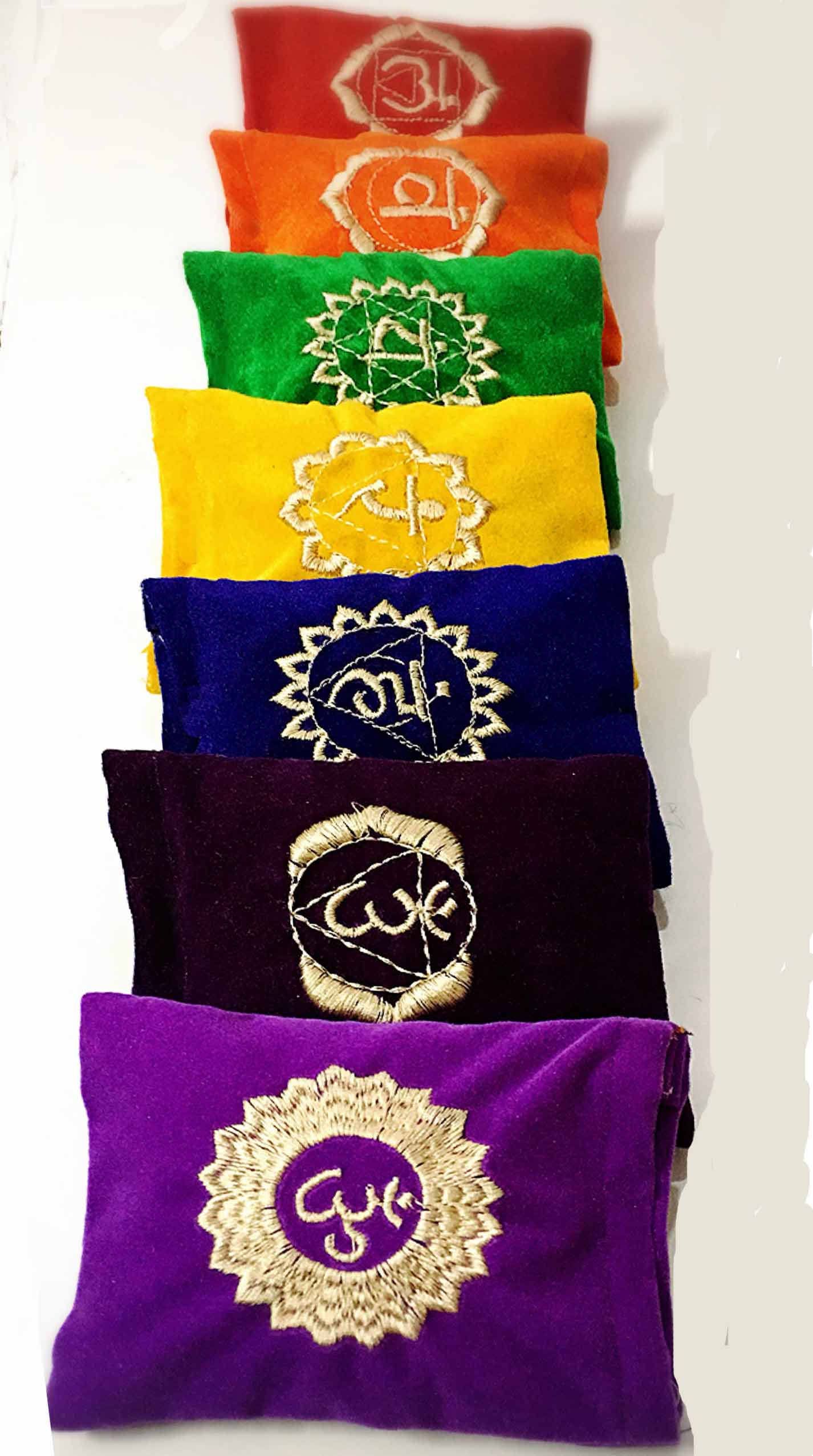 7 Chakra Embroidered Sanskrit Symbol Velvet Pillow Set Etsy