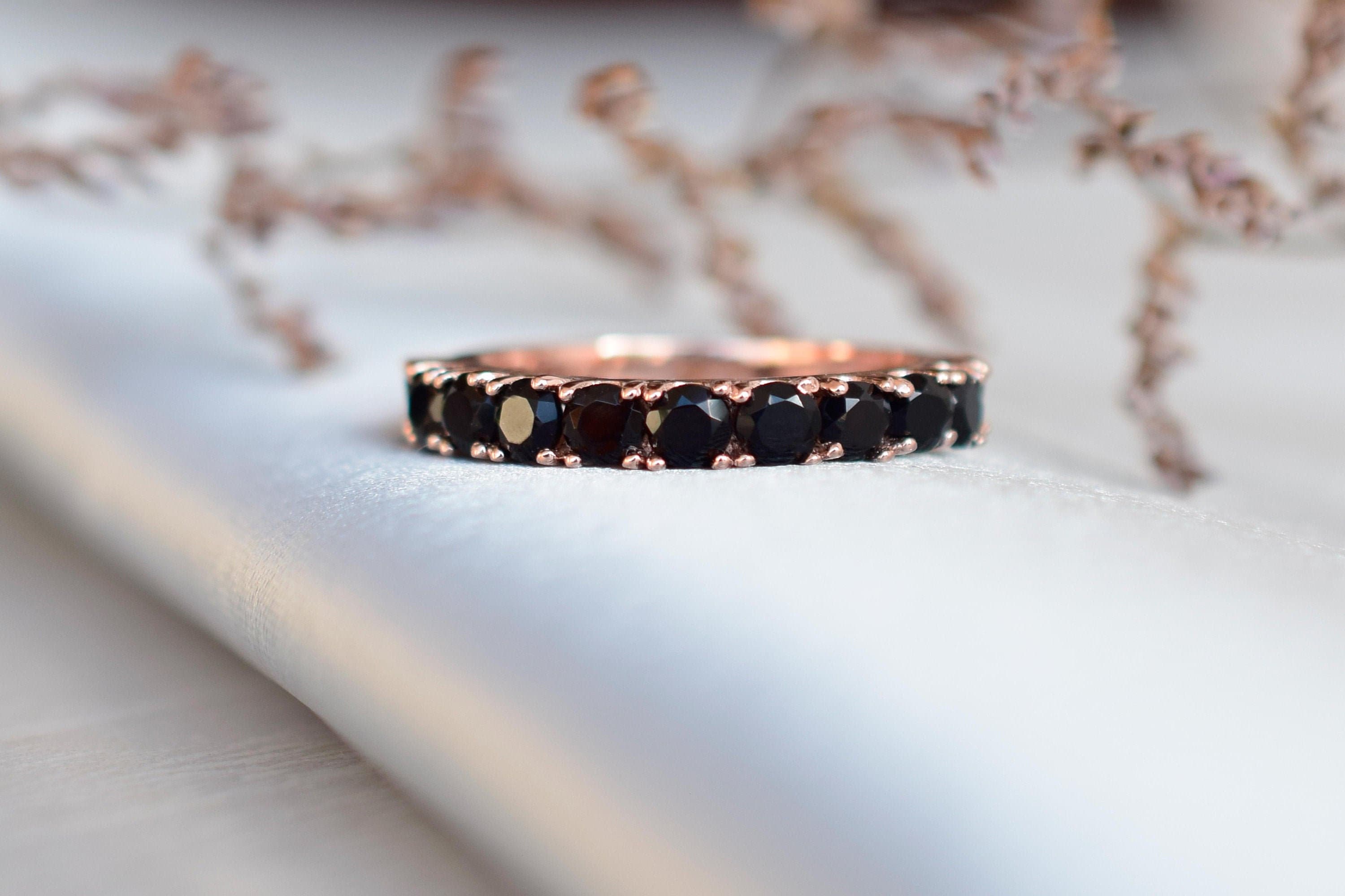 Black Onyx Half Eternity Band Women Vintage Black Onyx Etsy