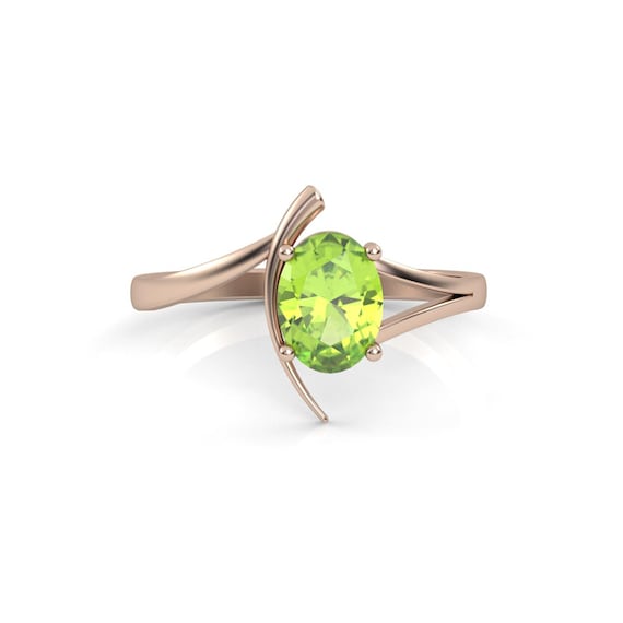 Peridot Engagement Ring, August Birthstone, Peridot Wedding Ring