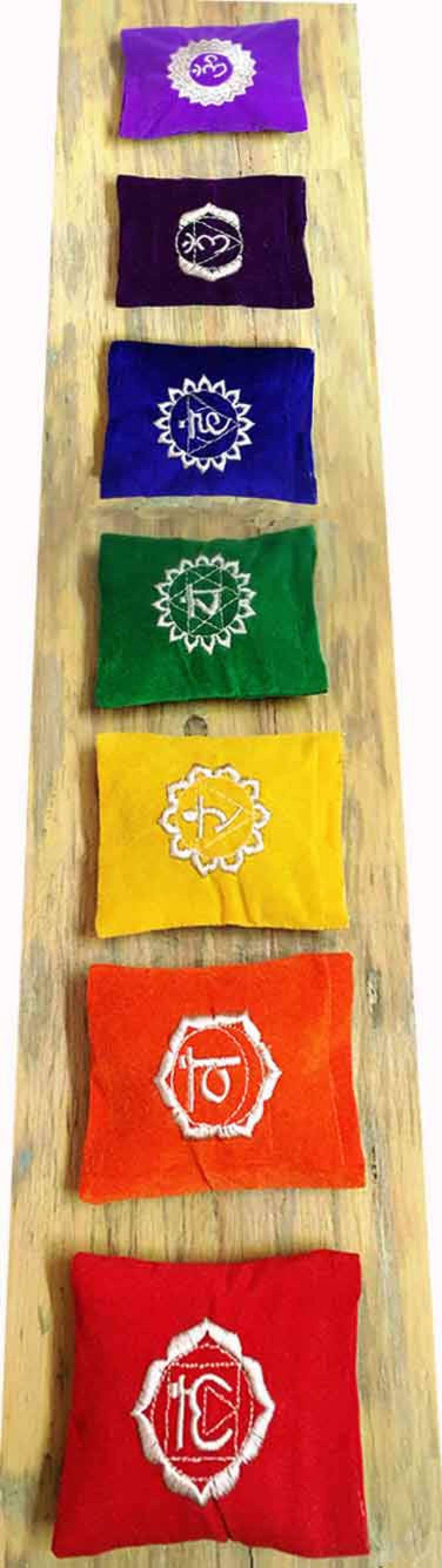 7 Chakra Embroidered Sanskrit Symbol Velvet Pillow Set Etsy