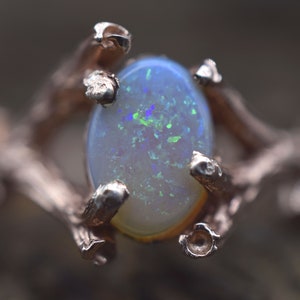 Natural Australian Opal Vintage Ring, Twig Engagement Ring, 925 ...