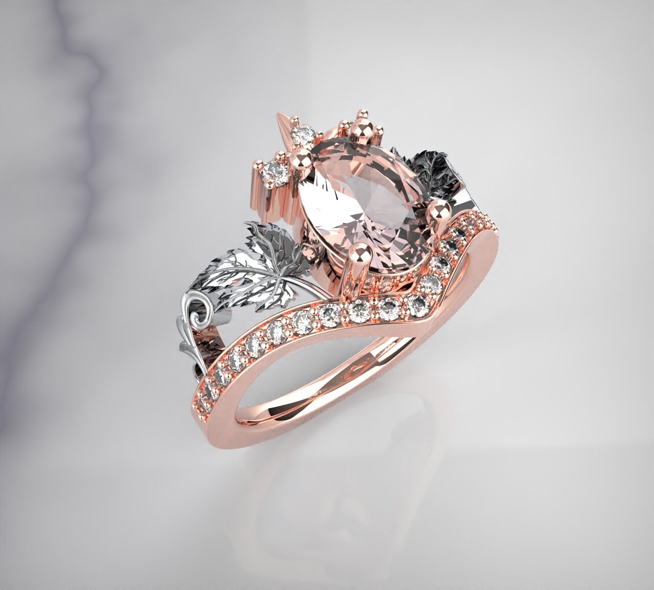 Antique Floral Engagement Ring 14K Rose Gold Etsy