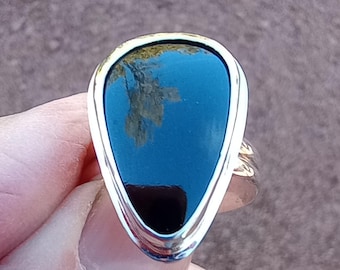 Black Jade Silver Ring