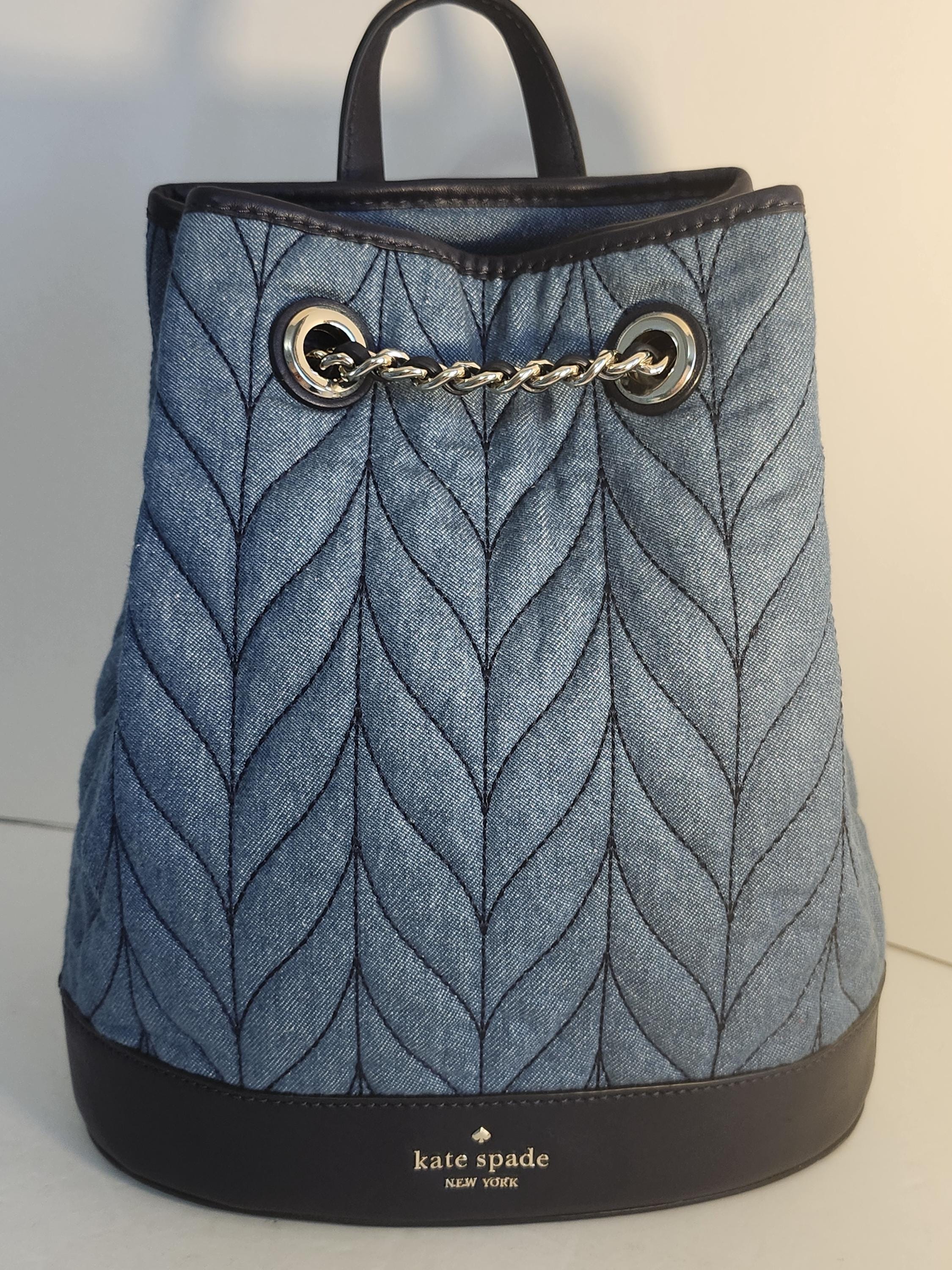 Kate Spade Briar Lane Quilted Denim Bucket Backpack Kate Spade Briar Lane quilted denim bucket backpack.... | Depop main image 4