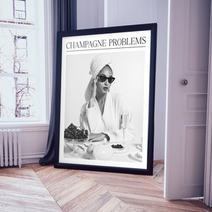 Champagne Problems Champagne Poster, bar cart wall art, Dorm Wall Art, Champagne Glasses Print, Aesthetic Girly Wall Art, Trendy Wall Art