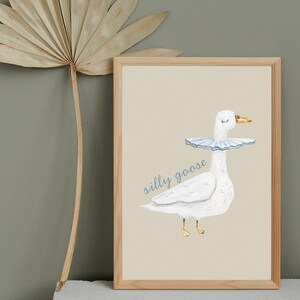 Silly Goose Art Print, Vintage Goose Wall Art, Nursery Wall Decoration ...