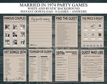 50th Anniversary Party Games Bundle, Married in 1974, 50th Wedding Anniversary, Anniversary Mad Libs, Trivia Game 1970s, Party Games Adult