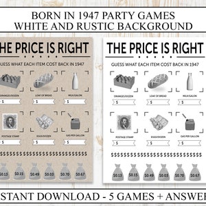 75th Birthday Party Games Printable Born in 1947 1940s Game - Etsy