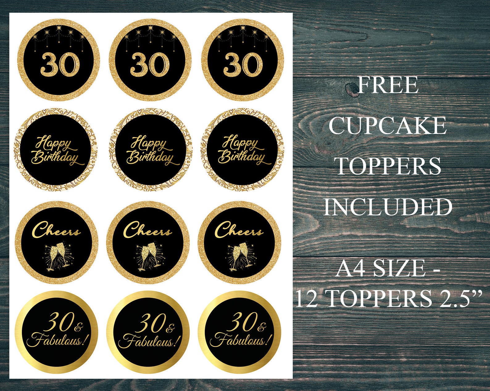Table Centerpiece Birthday Party Decor Printable 30th | Etsy