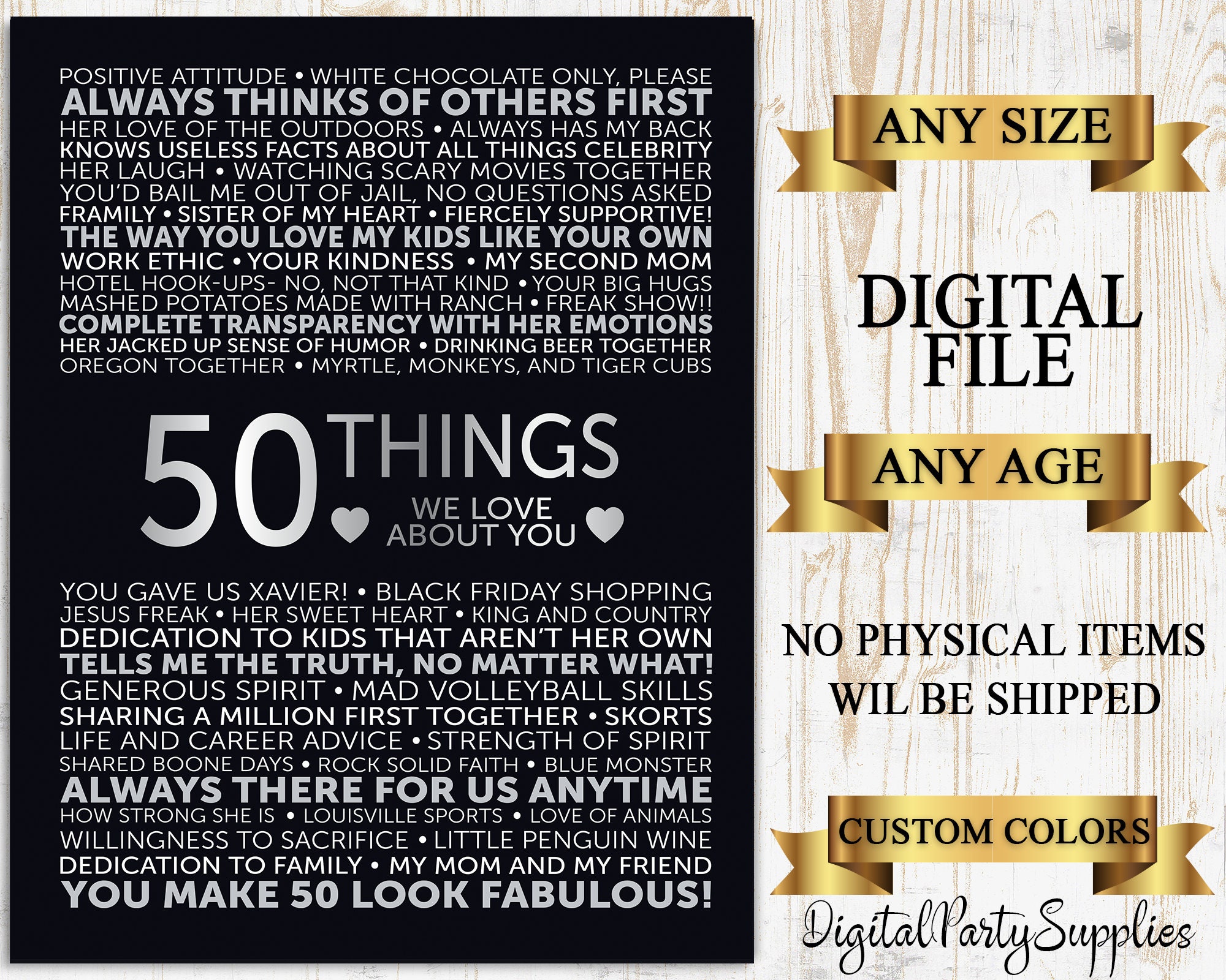 50 Reasons Why We Love You 50 Birthday Poster 50 Years Ago - Etsy