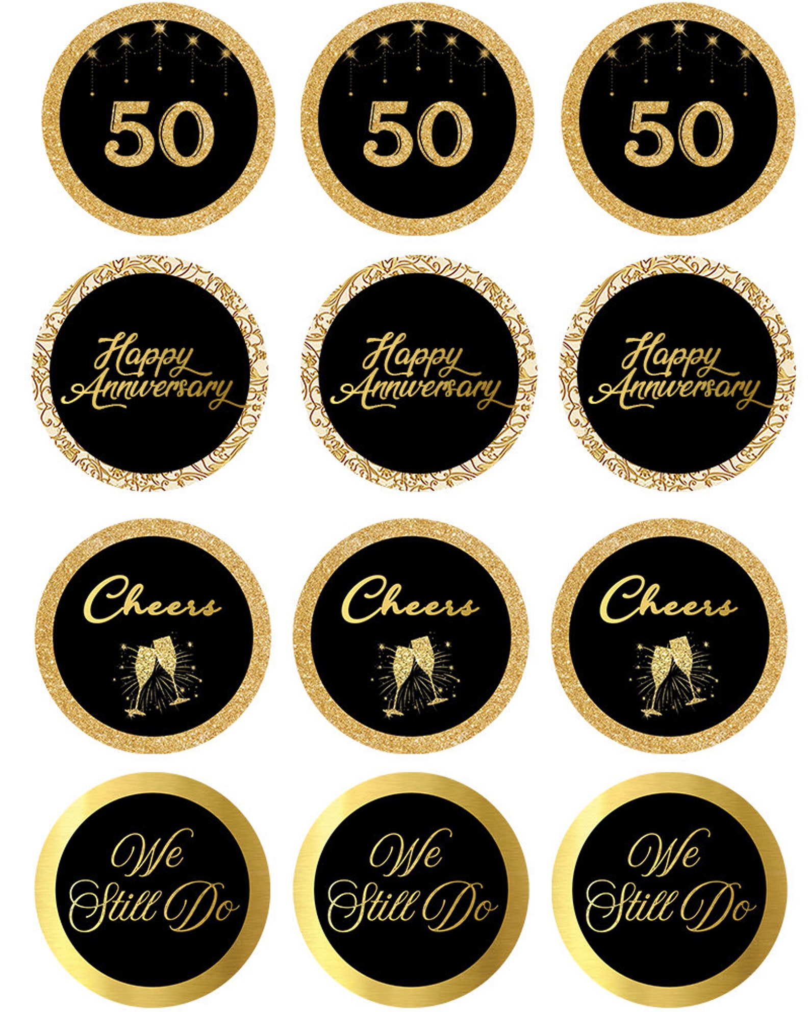 Anniversary Cupcake Topper50th Decorinstant Download50th Etsy