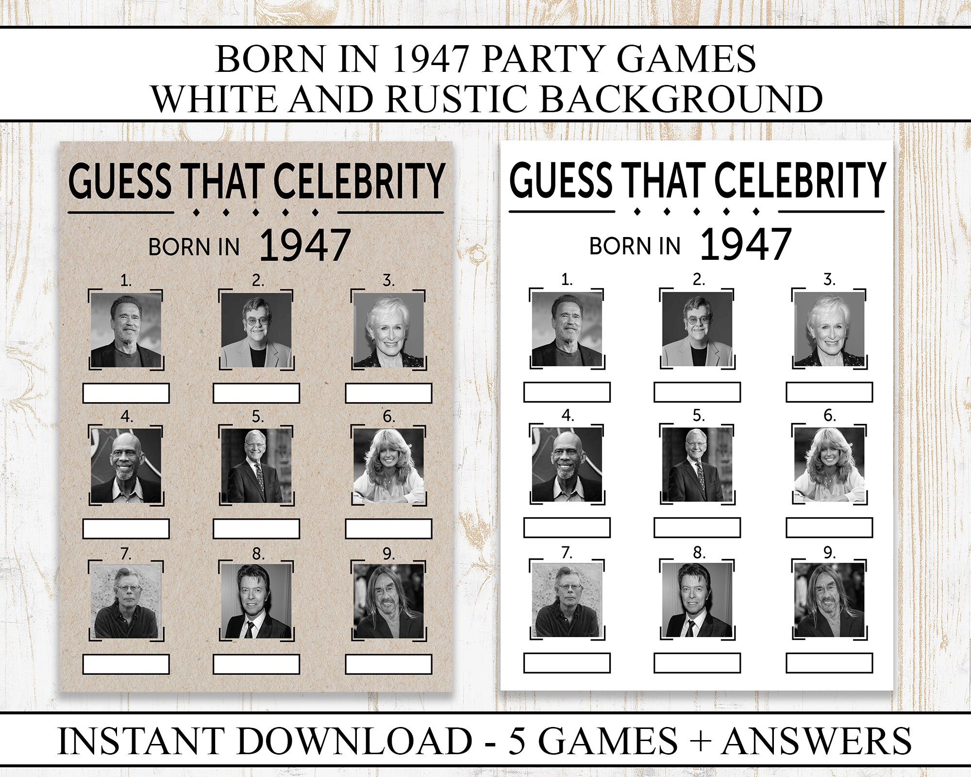 75th Birthday Party Games Printable Born in 1947 1940s Game - Etsy
