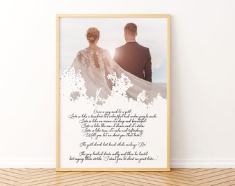 Wedding Song Lyrics from Photo Personalized, First Dance Song Lyrics Wall Art, Anniversary Gift for Wife, Paper Wedding Anniversary Gift