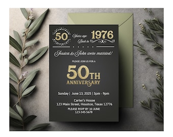50th Anniversary Invitation, Surprise Golden Wedding Invite (Digital Download), 50 Wedding Anniversary, Cheers to 40 Years Printable