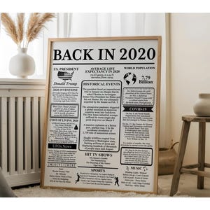 Back in 2020 Instant Download, 2020 Birthday Board, 2020 Anniversary Printable Sign, 2020 Anniversary Poster, 2020 Time Capsule Printable