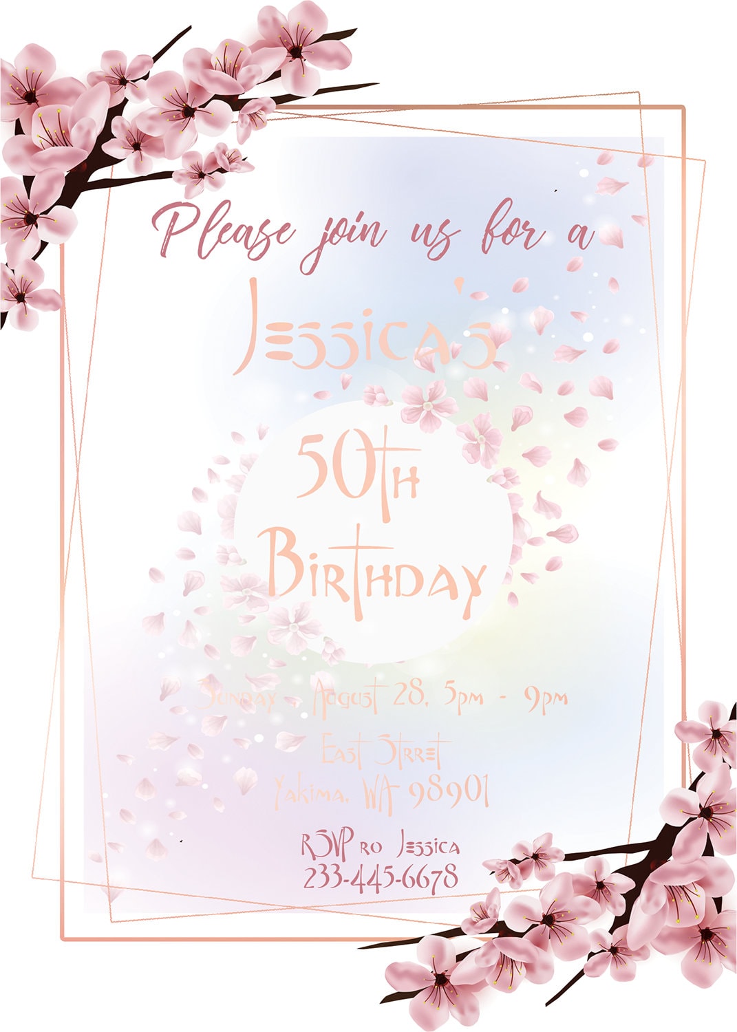 Birthday Invitation for Women Printable Cherry Blossom - Etsy