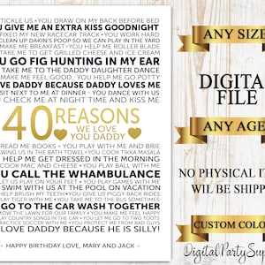40 Reasons Why We Love You, 50 Birthday Poster, 40 Years Ago, Birthday Printable Sign, 40 Things We Love About You, 60th Birthday Poster