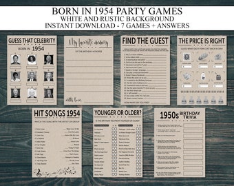 70th Birthday Party Games Printable, Born in 1954, 1950s Game, 70th Birthday Party Games, Price is Right, Birthday Trivia, Younger or Older
