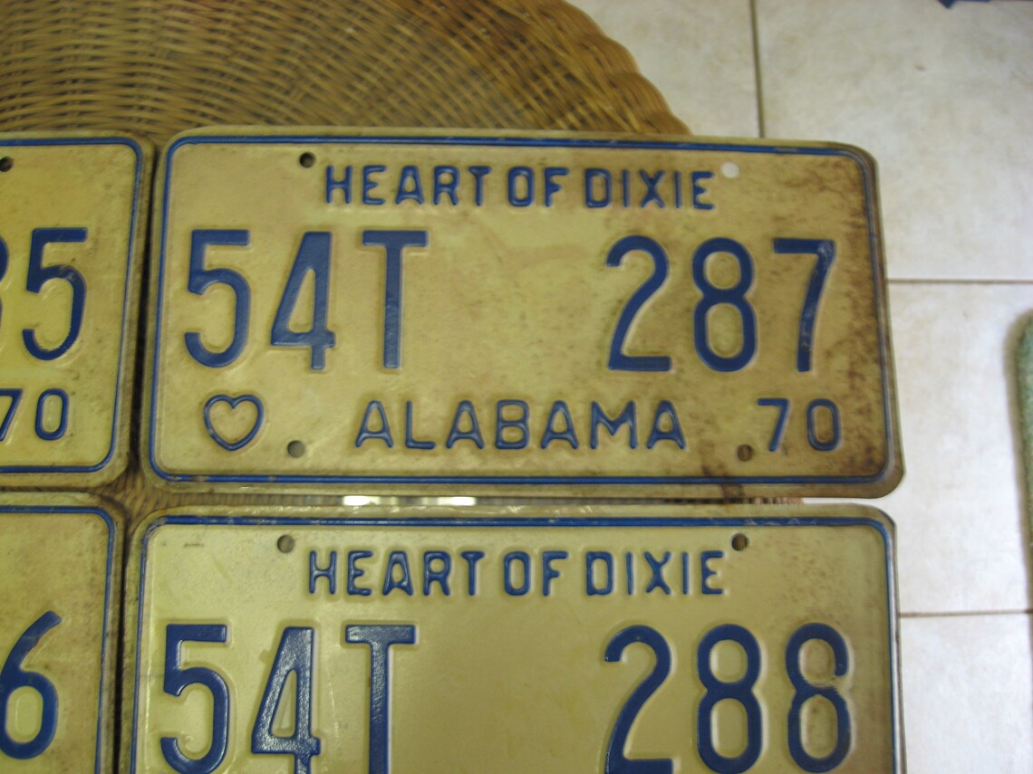 Vintage Alabama Licence Plates. All in Sequence set of 4.For Etsy
