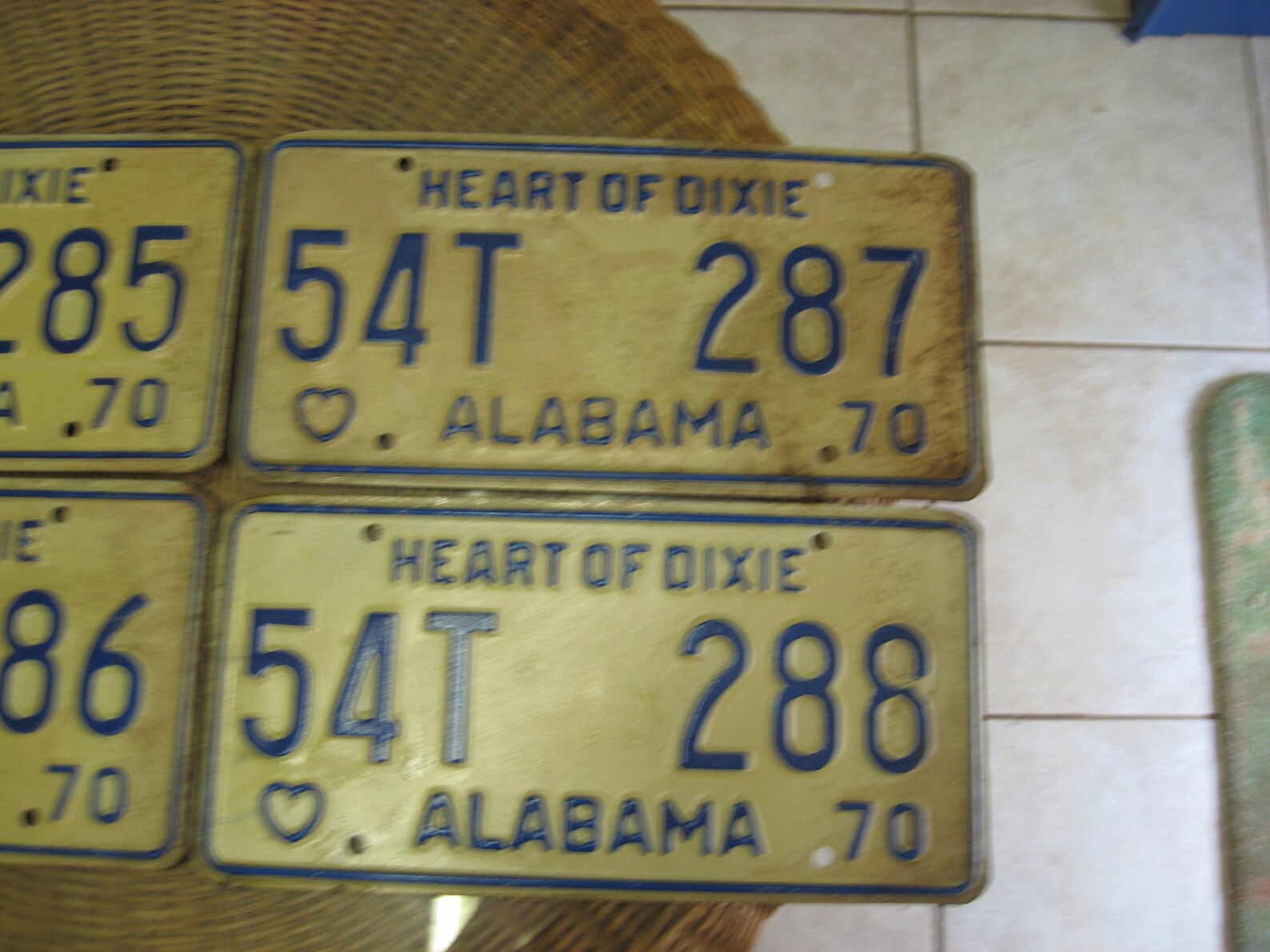 Vintage Alabama Licence Plates. All in Sequence set of 4.For Etsy