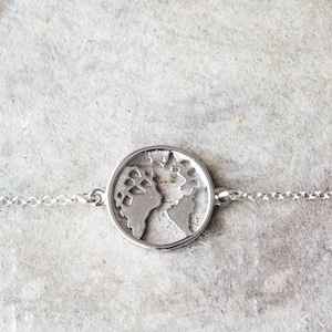 Sterling silver chain bracelets, Dainty silver charm bracelet for women, Globe bracelet, Silver jewelry gifts for women, Graduation gifts