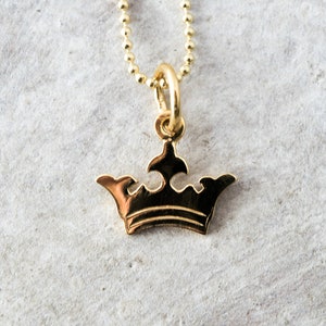 Dainty Gold Crown Necklace: Gold Plated Sterling Silver Pendant