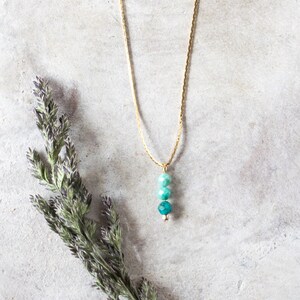 Minimalist turquoise choker necklace, Dainty gold necklace with tiny blue beads, Layered necklaces for women, Chrysocolla gemstone necklace