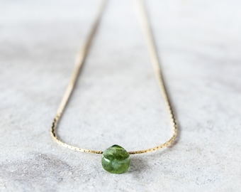 Minimalist Tourmaline Choker: Dainty Gemstone Bead Necklace