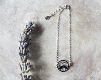 Sterling Silver Flamingo Bracelet: Dainty Boho Bangle
